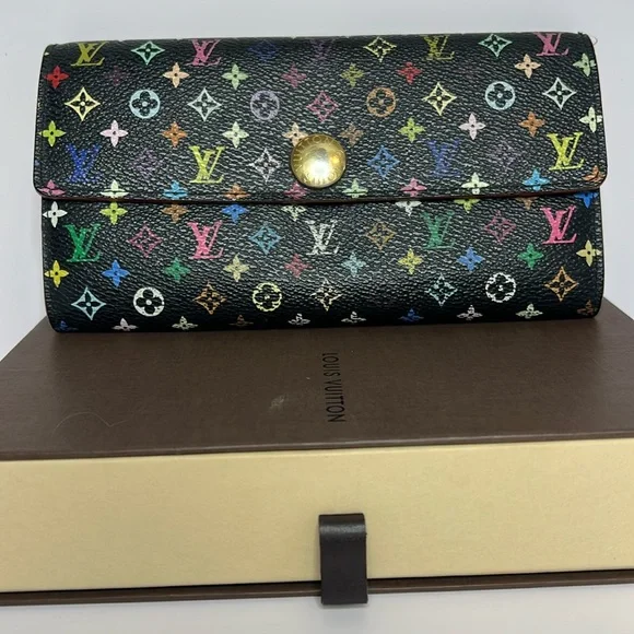 Louis Vuitton Black Multicolor Mini Monogram Sarah Wallet - Picture 1 of 16
